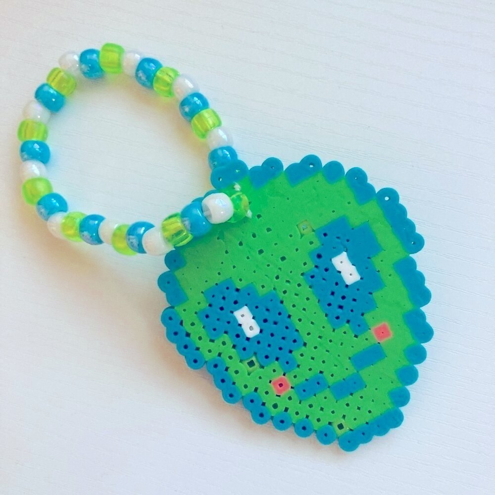 🟥🌀 Rave Kandi Green Alien Perler Bracelet